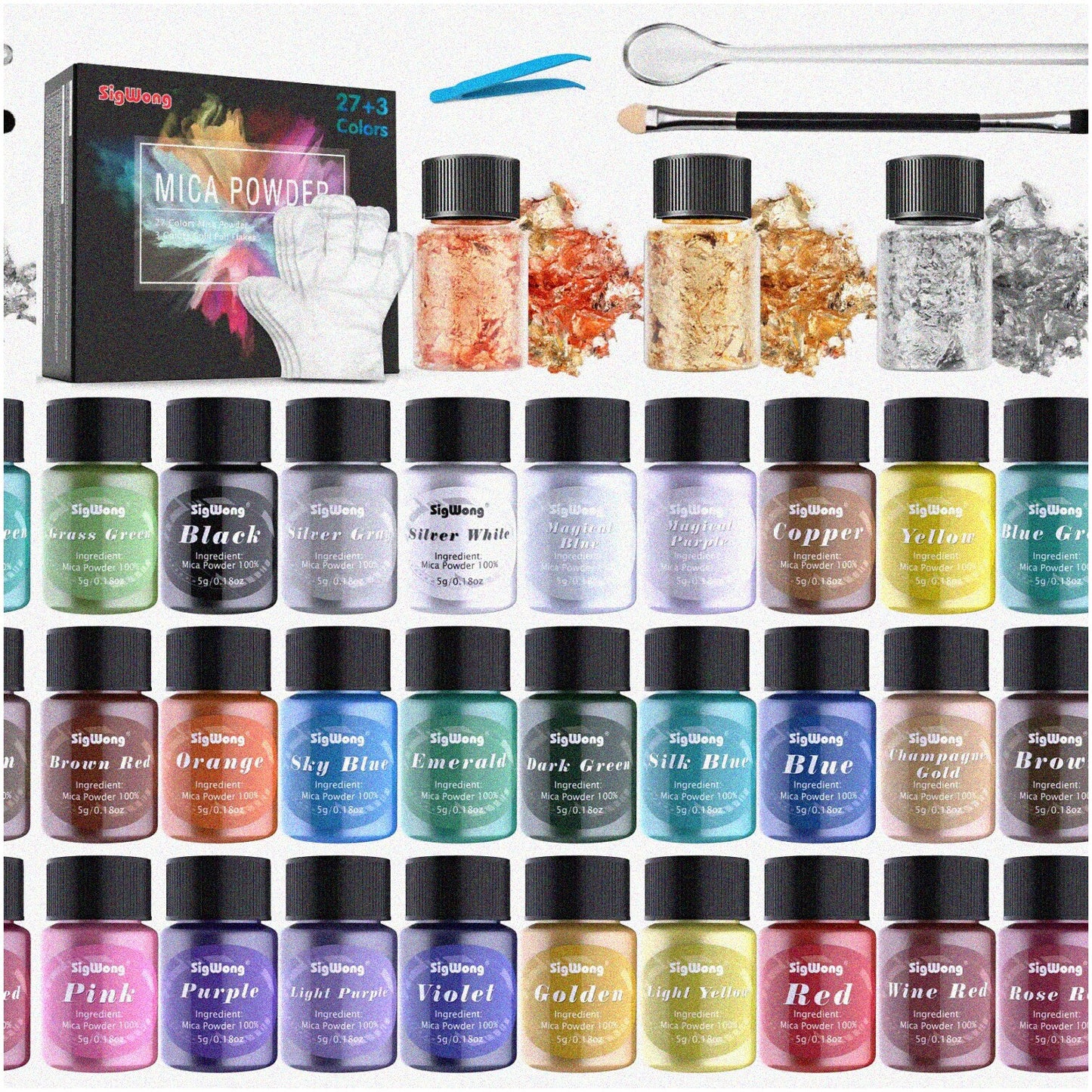 30-Color Natural Cosmetic Grade Pigment Set