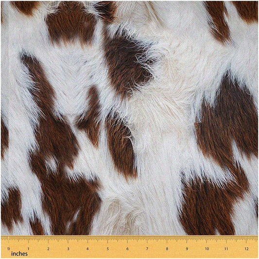 Rustic Cow Print Fabric 1 Yard White Brown Cowhide Texture