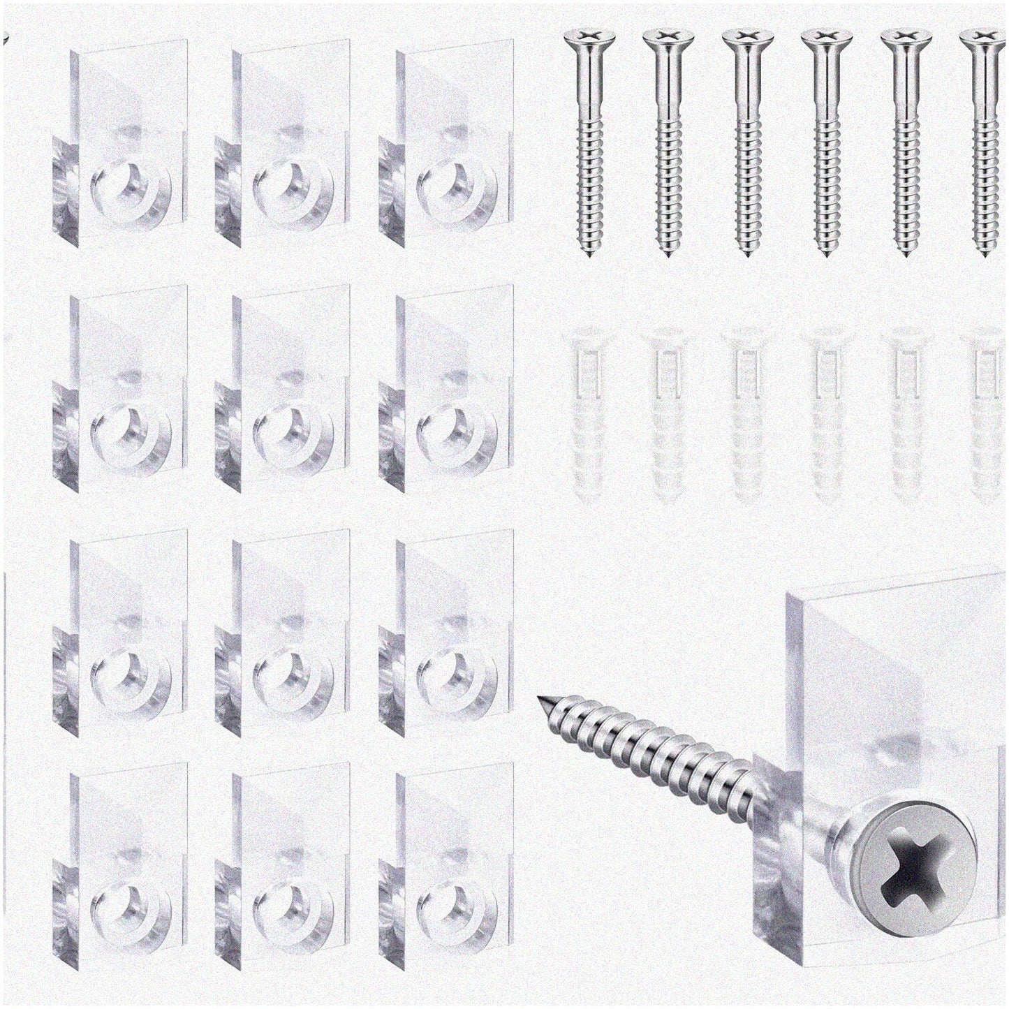 Crystal Clear Mirror Mounting Kit with Clips, Screws, Anchors