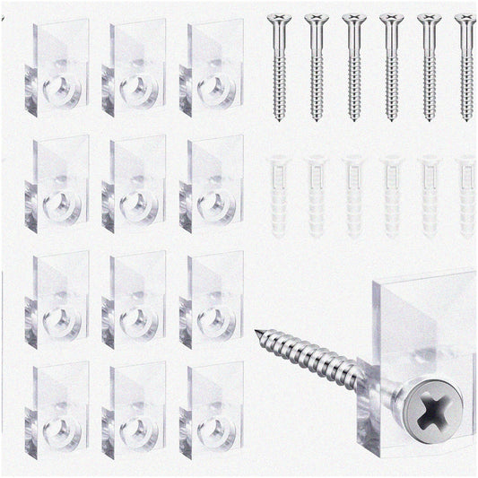 Crystal Clear Mirror Mounting Kit with Clips, Screws, Anchors