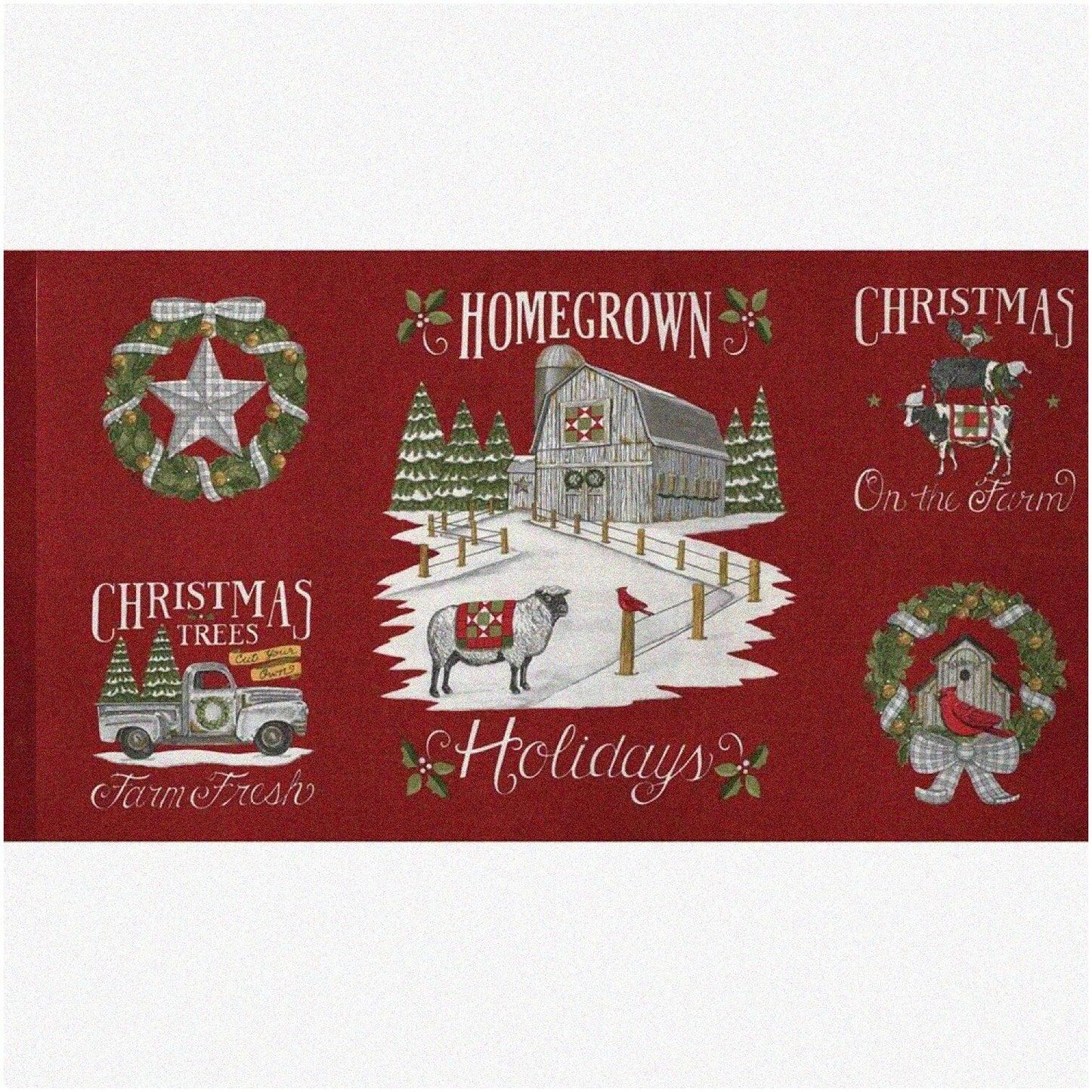 Festive Farmhouse Décor Panel 24x44 Barn Red