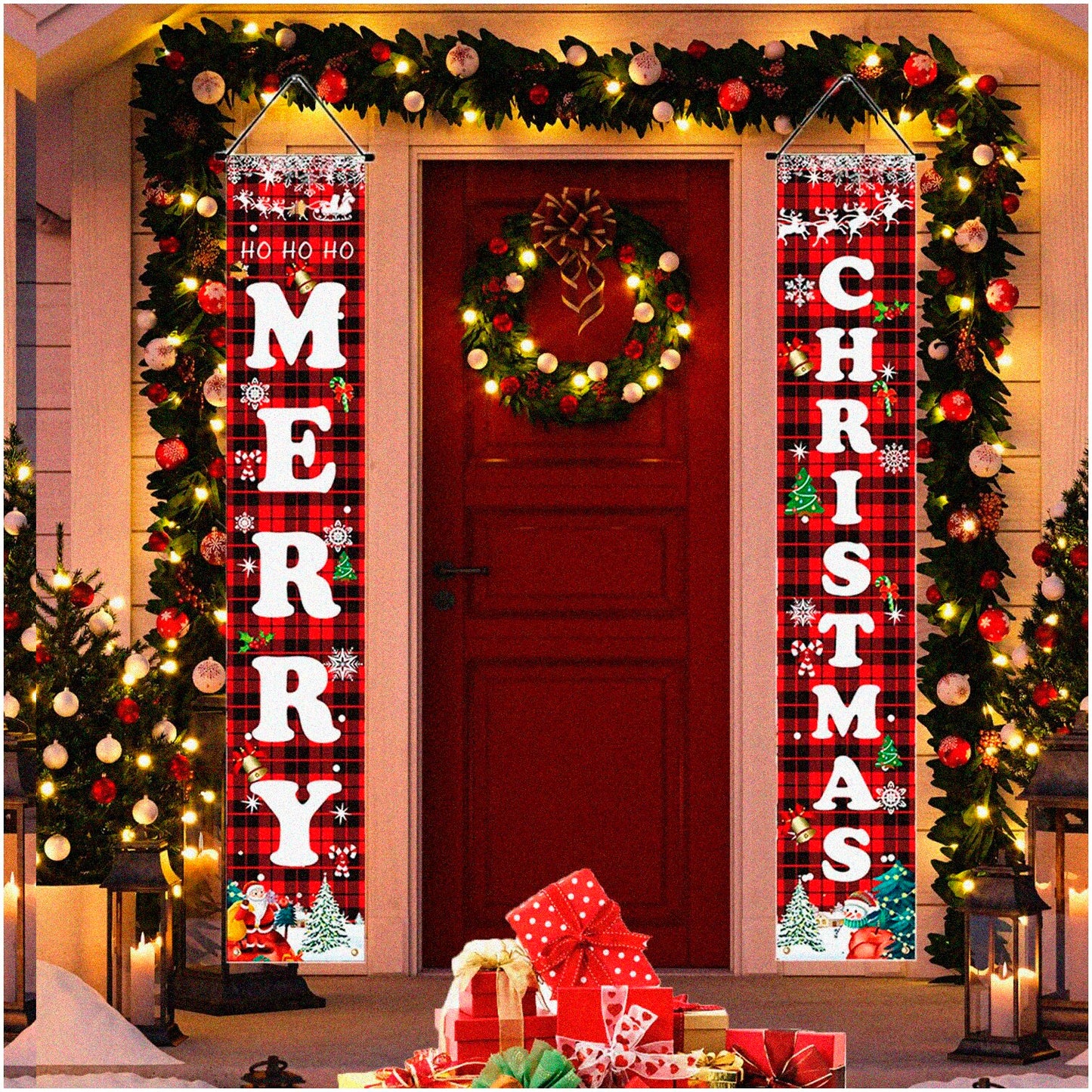 Festive Flannel Holiday Decor Kit with Banner and Yard Signs