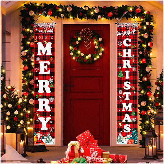 Festive Flannel Holiday Decor Kit with Banner and Yard Signs
