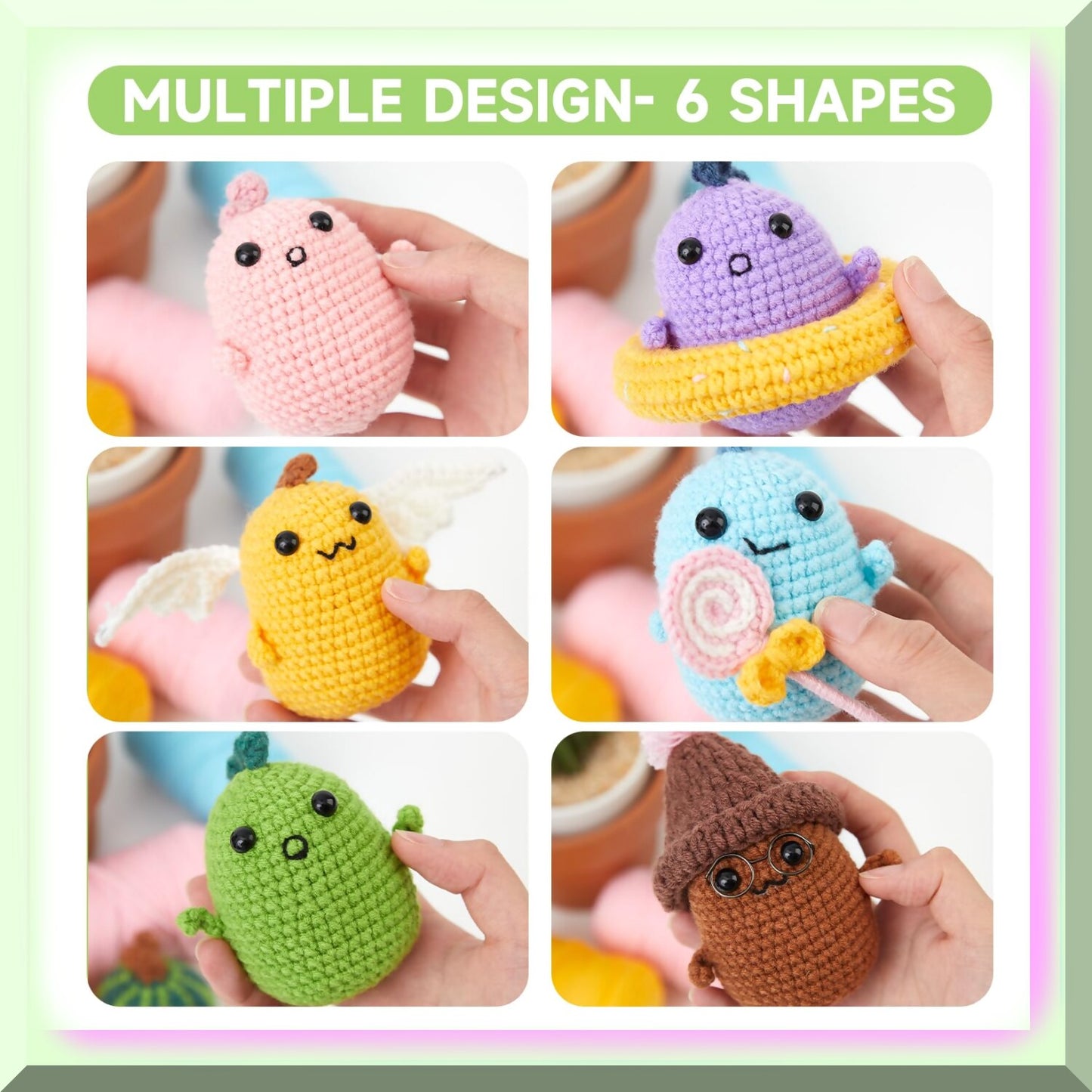 6-Pack Dinosaur Crochet Animal Set with Video Tutorials