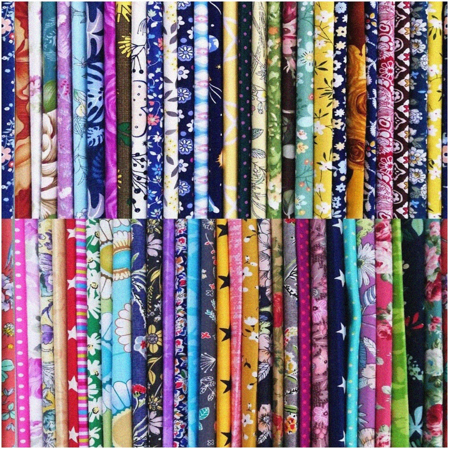 50-Piece Cotton Fabric Patchwork Bundle 12x12 Inches