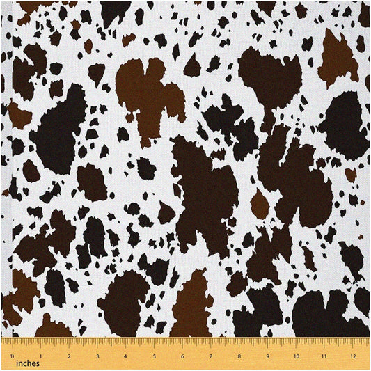 3 Yards Brown and White Cow Print Fabric for Upholstery and Sewing