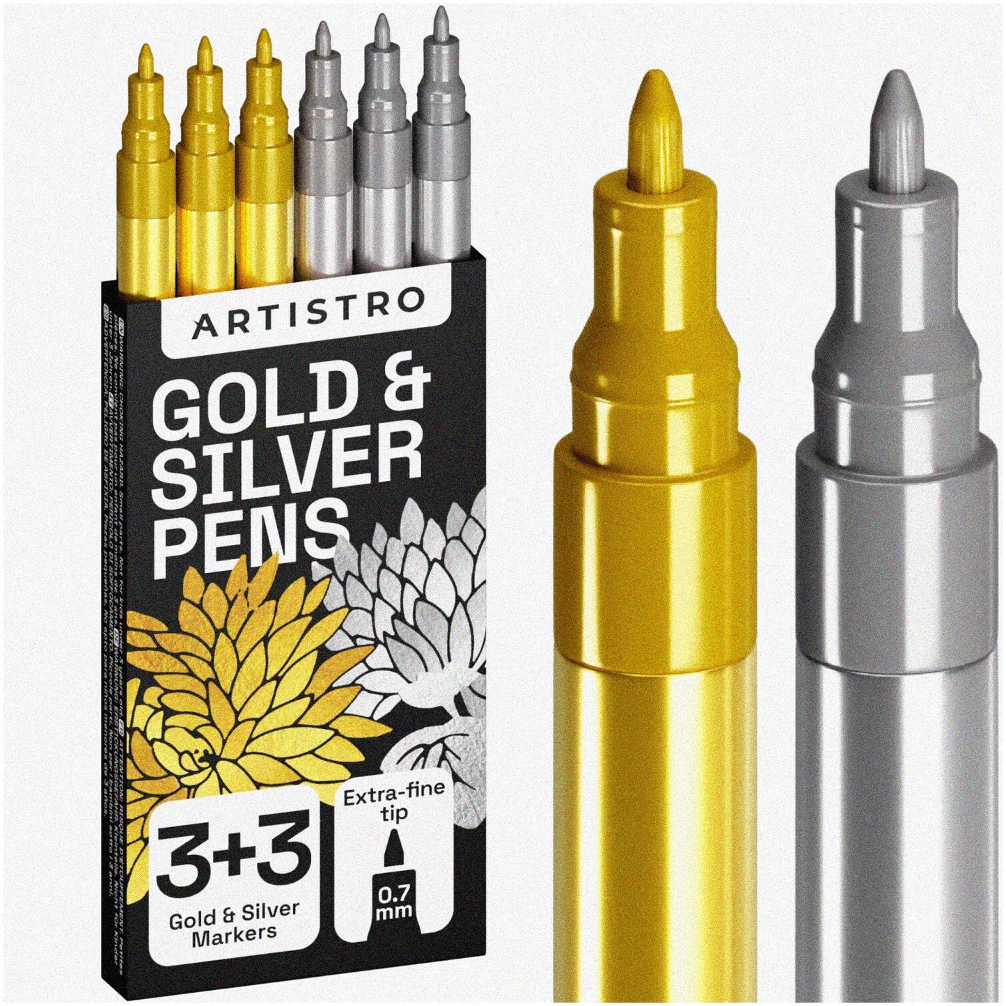 Metallic Acrylic Paint Pens Set 6 Gold Silver