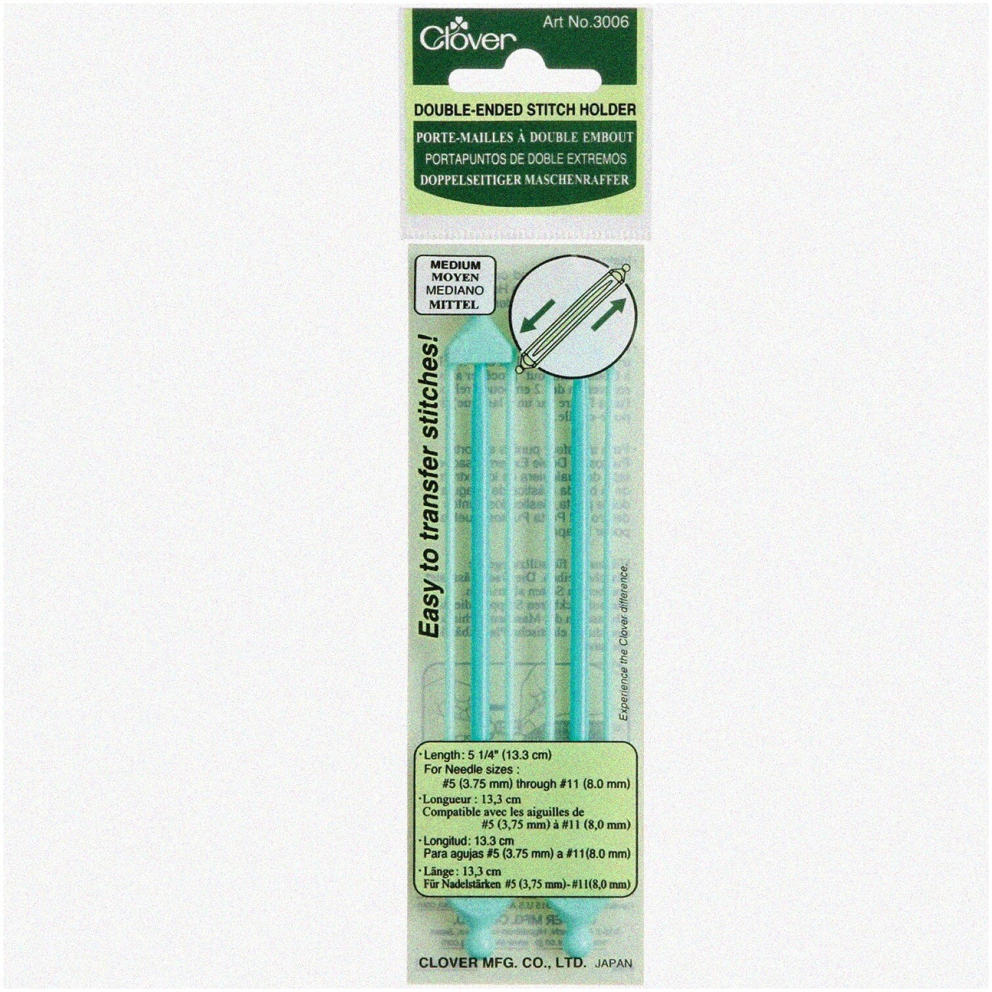 Double-Ended Stitch Holders for Sizes 5-11, 2 Pack