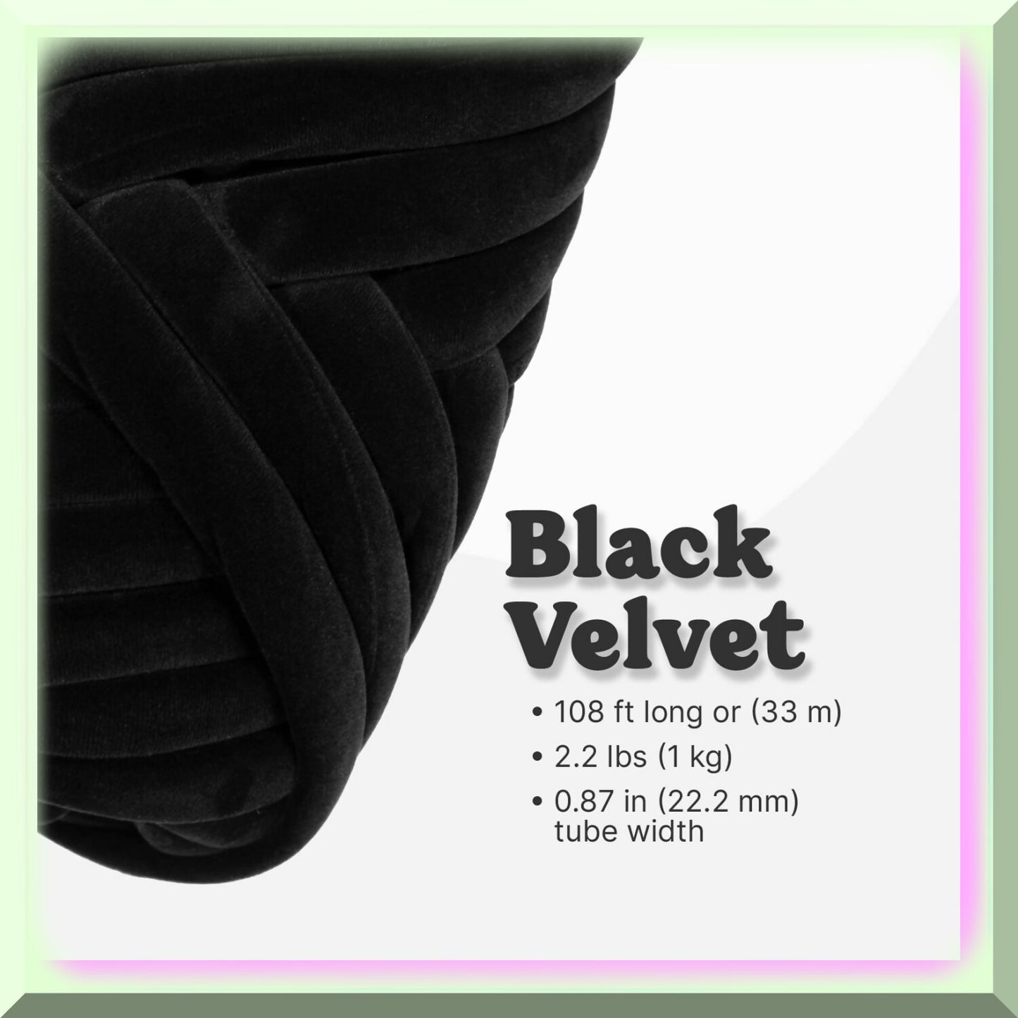 VelvetLux Black Chunky Yarn 2.2 lbs Tube