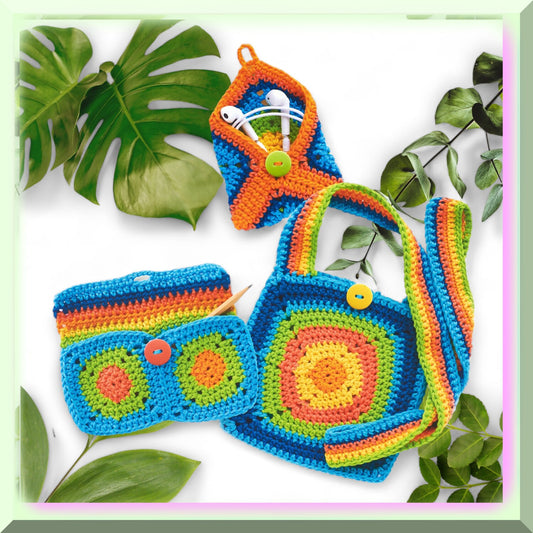 Colorful Crochet Kit with Multicolor Yarn and Accessories