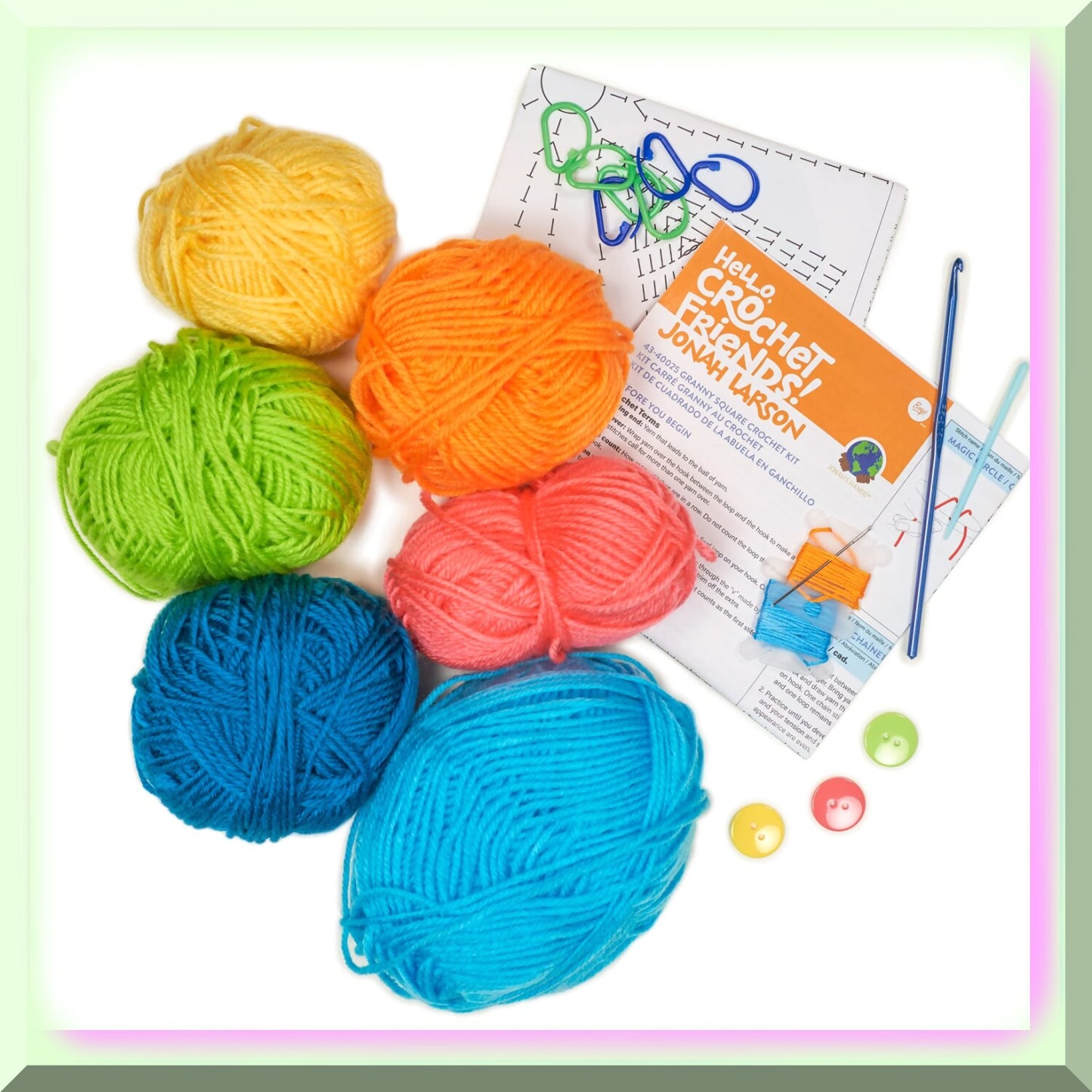 Colorful Crochet Kit with Multicolor Yarn and Accessories