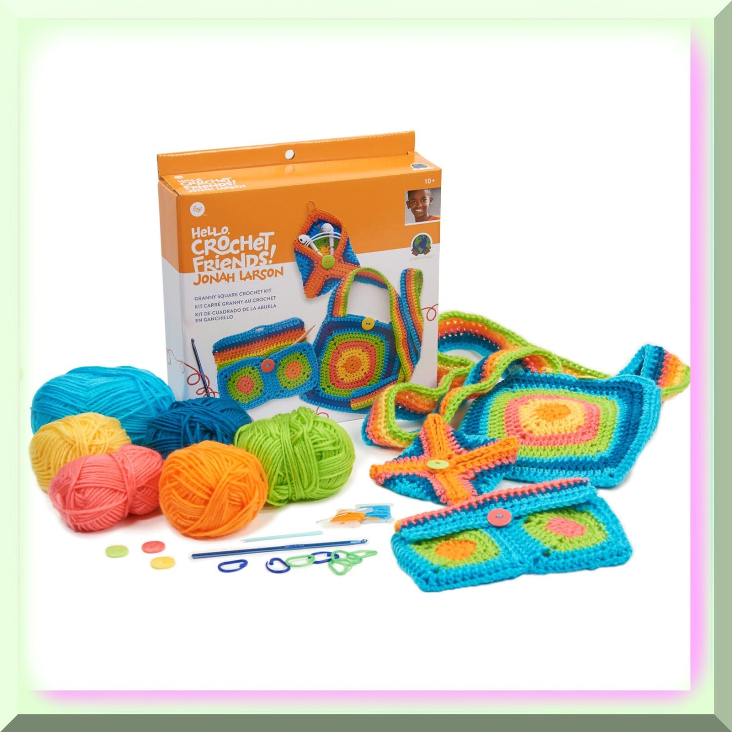 Colorful Crochet Kit with Multicolor Yarn and Accessories