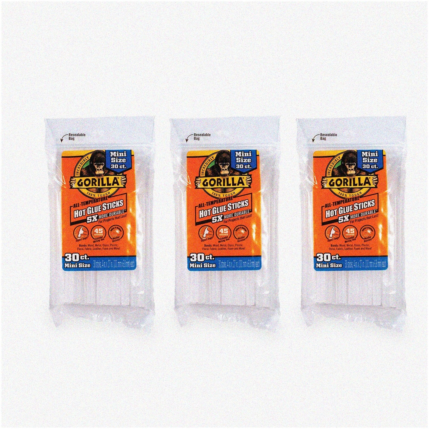 Mini Clear Hot Sticks Pack of 3 4" x 0.27" 90 Sticks