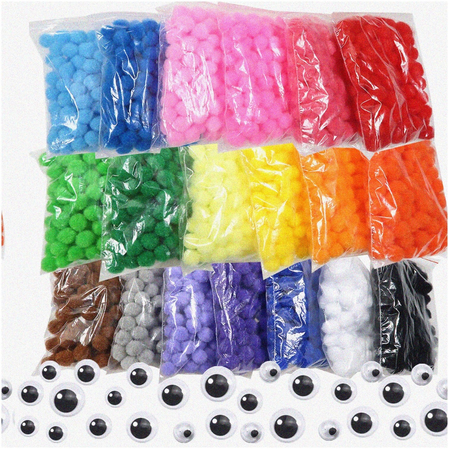 Colorful Fuzztastic Pom Pom Party Pack 1900pcs 1cm