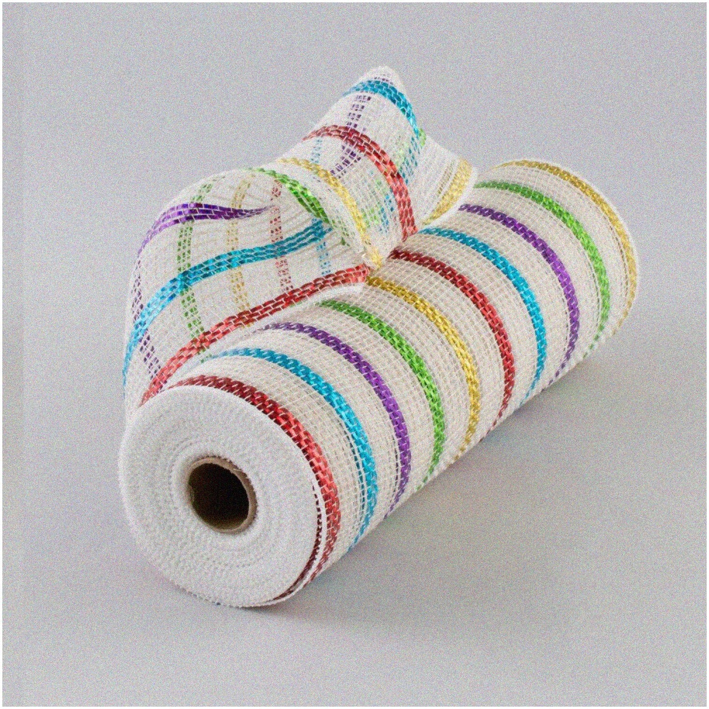 Colorful Striped Cotton Poly Deco Mesh 10" x 10 Yards
