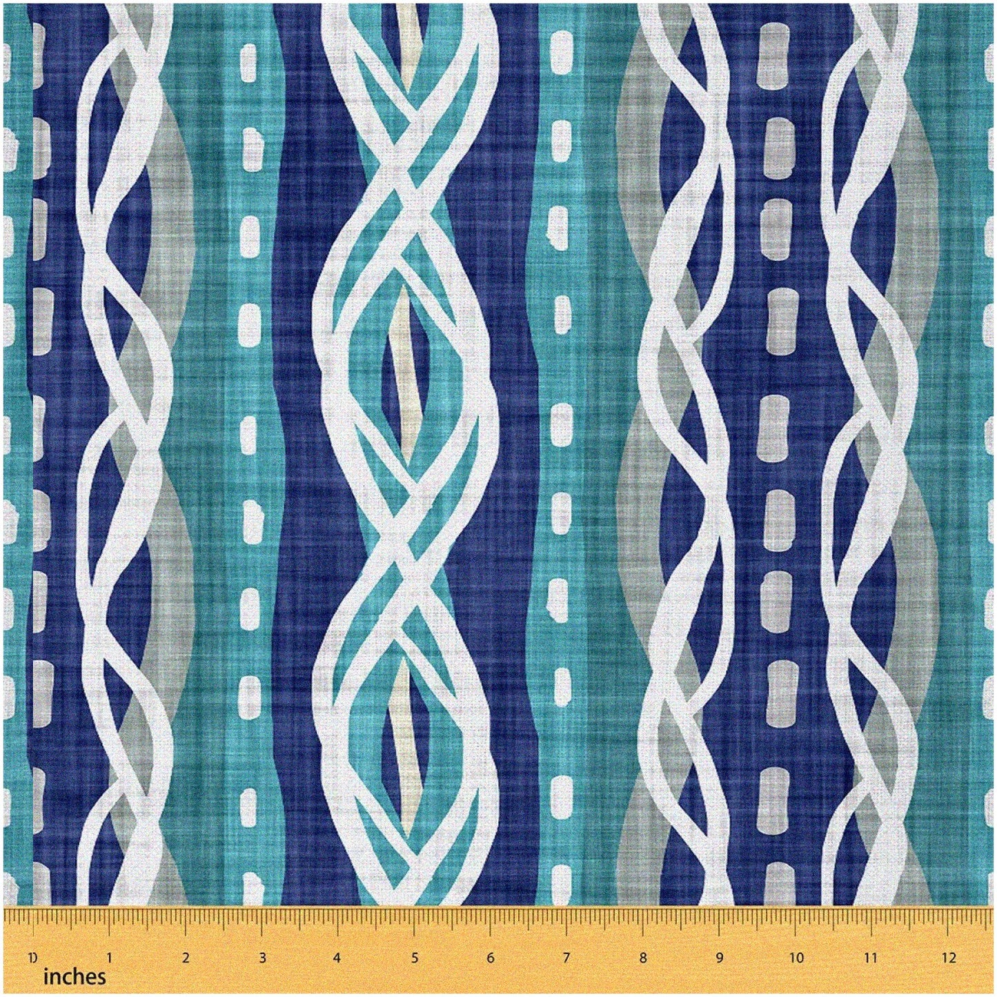 Ocean Breeze Coastal Stripe Fabric Waterproof Blue Aqua 5 Yards