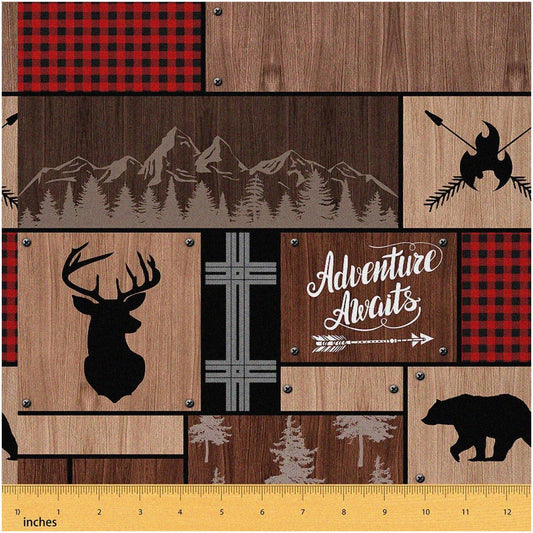 Waterproof Fabric Bundle 5 Yards Deer Bear Elk Rustic