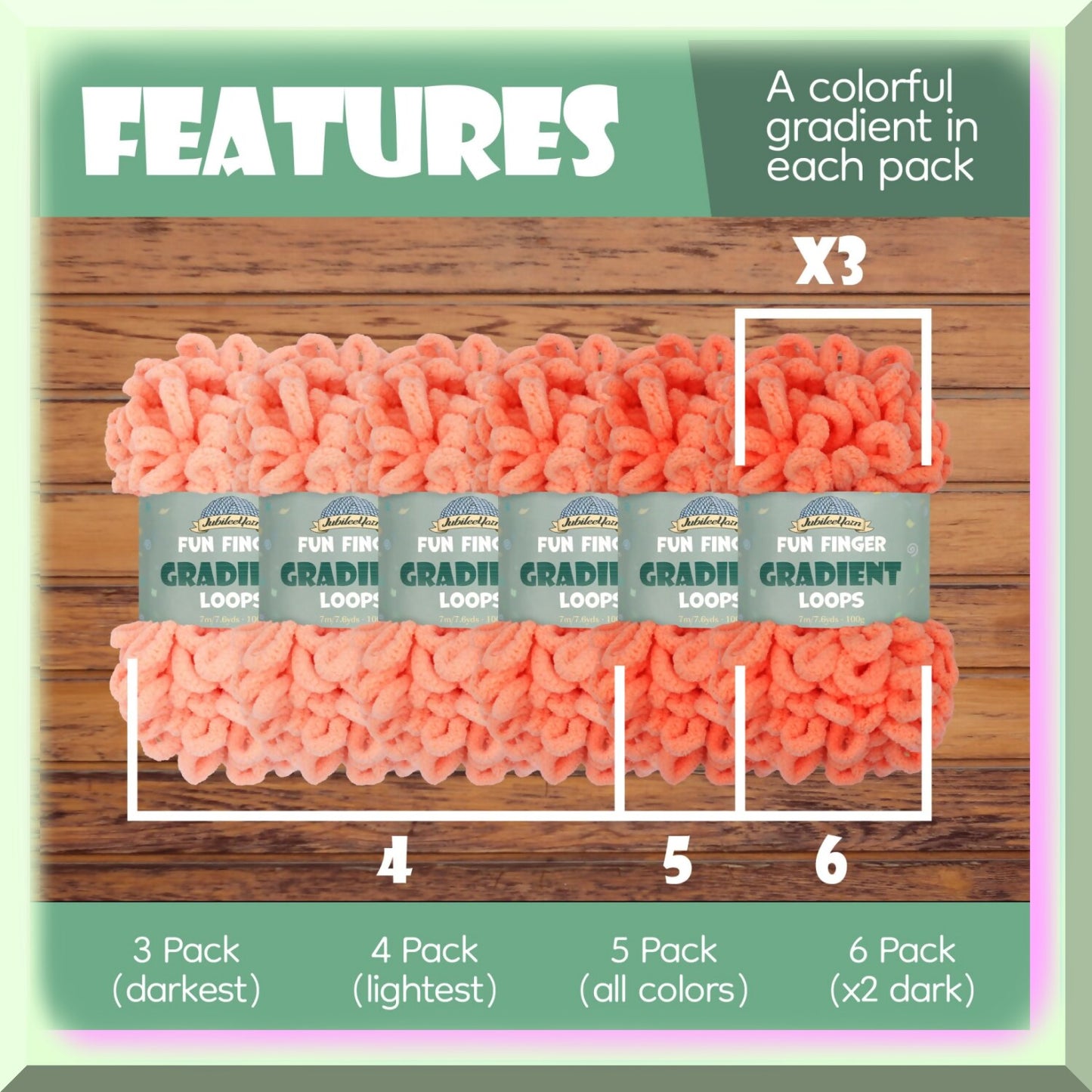 Rainbow Rhapsody Jumbo Yarn Pack 5 Skeins Gradient Loops 100g