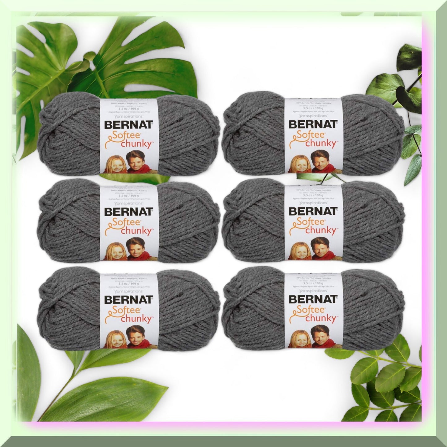 Chunky Grey Yarn Bundle 6-Pack 100g