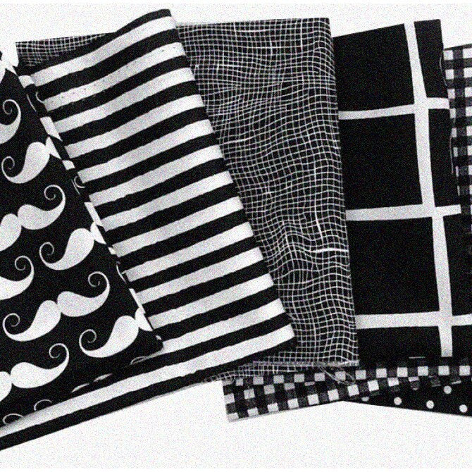 Patchwork Pro Bundle 7 Black Cotton 10x10 Fabric Pieces