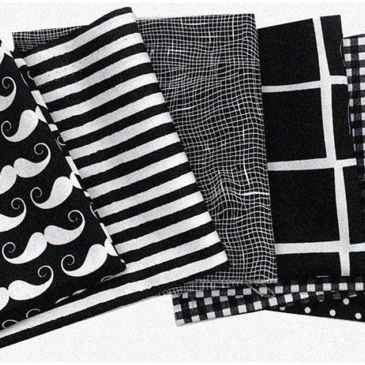 Patchwork Pro Bundle 7 Black Cotton 10x10 Fabric Pieces