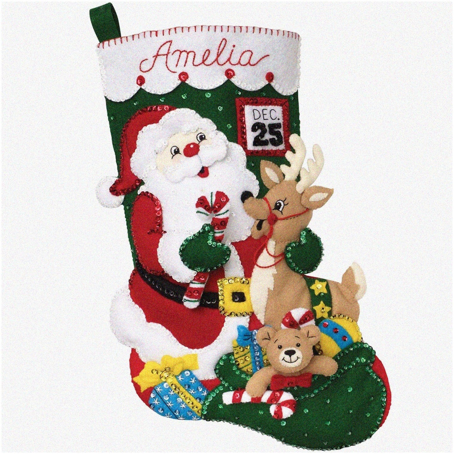 Holiday Felt Stocking Kit 18" DIY Embroidery Craft