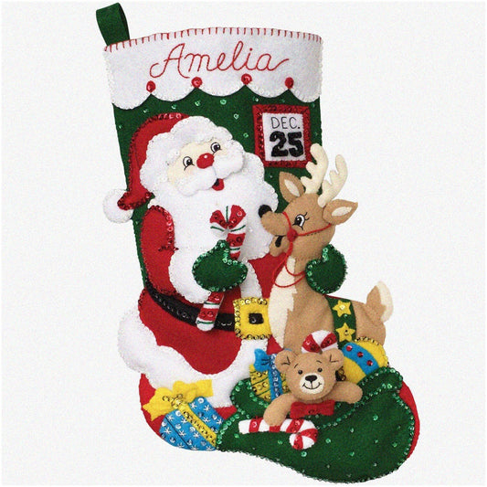 Holiday Felt Stocking Kit 18" DIY Embroidery Craft