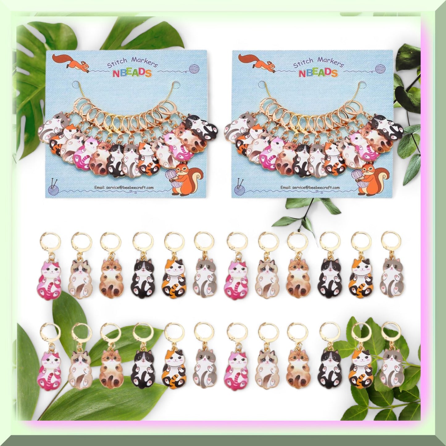 24 Pcs Enamel Alloy Cat-Shaped Stitch Markers for Knitting