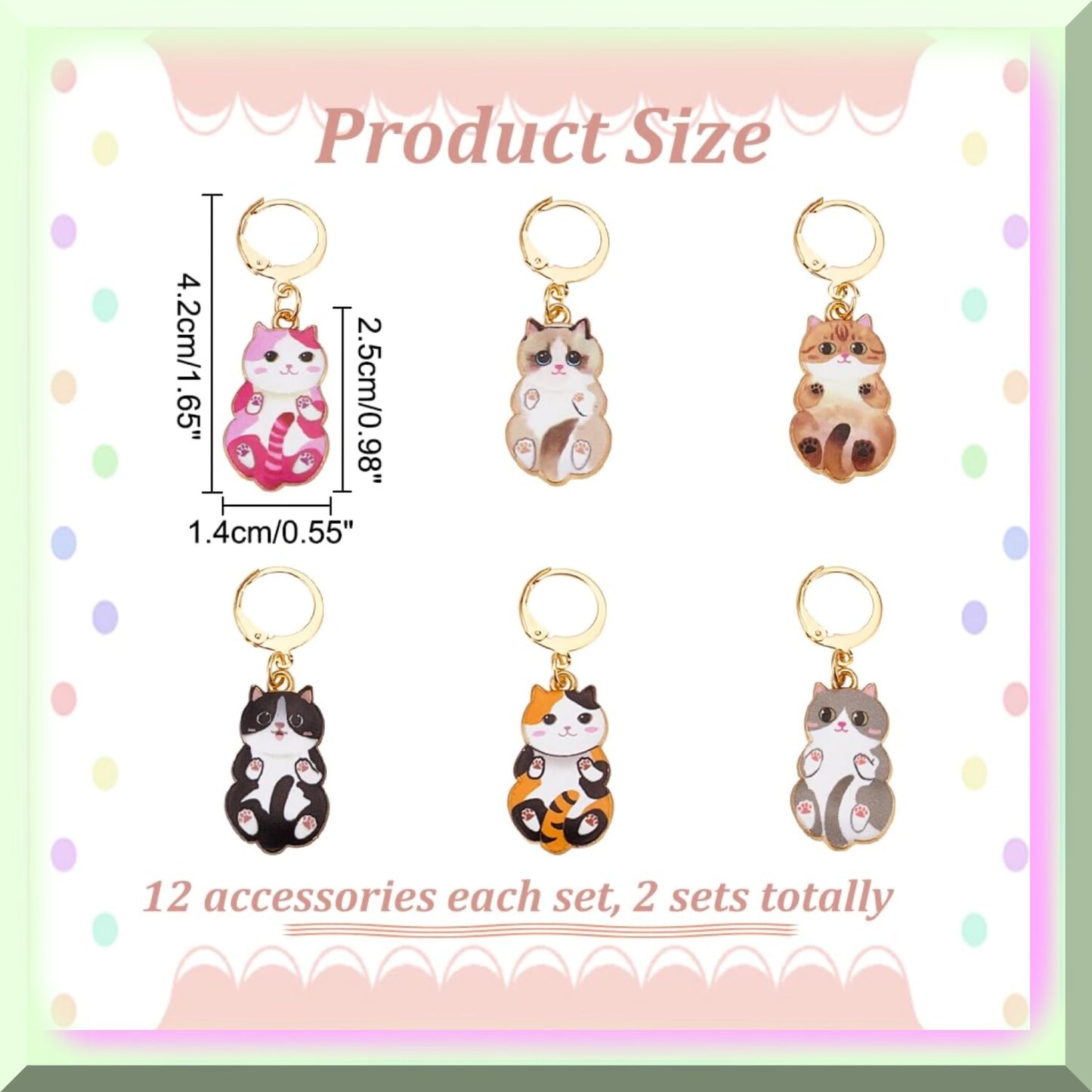 24 Pcs Enamel Alloy Cat-Shaped Stitch Markers for Knitting