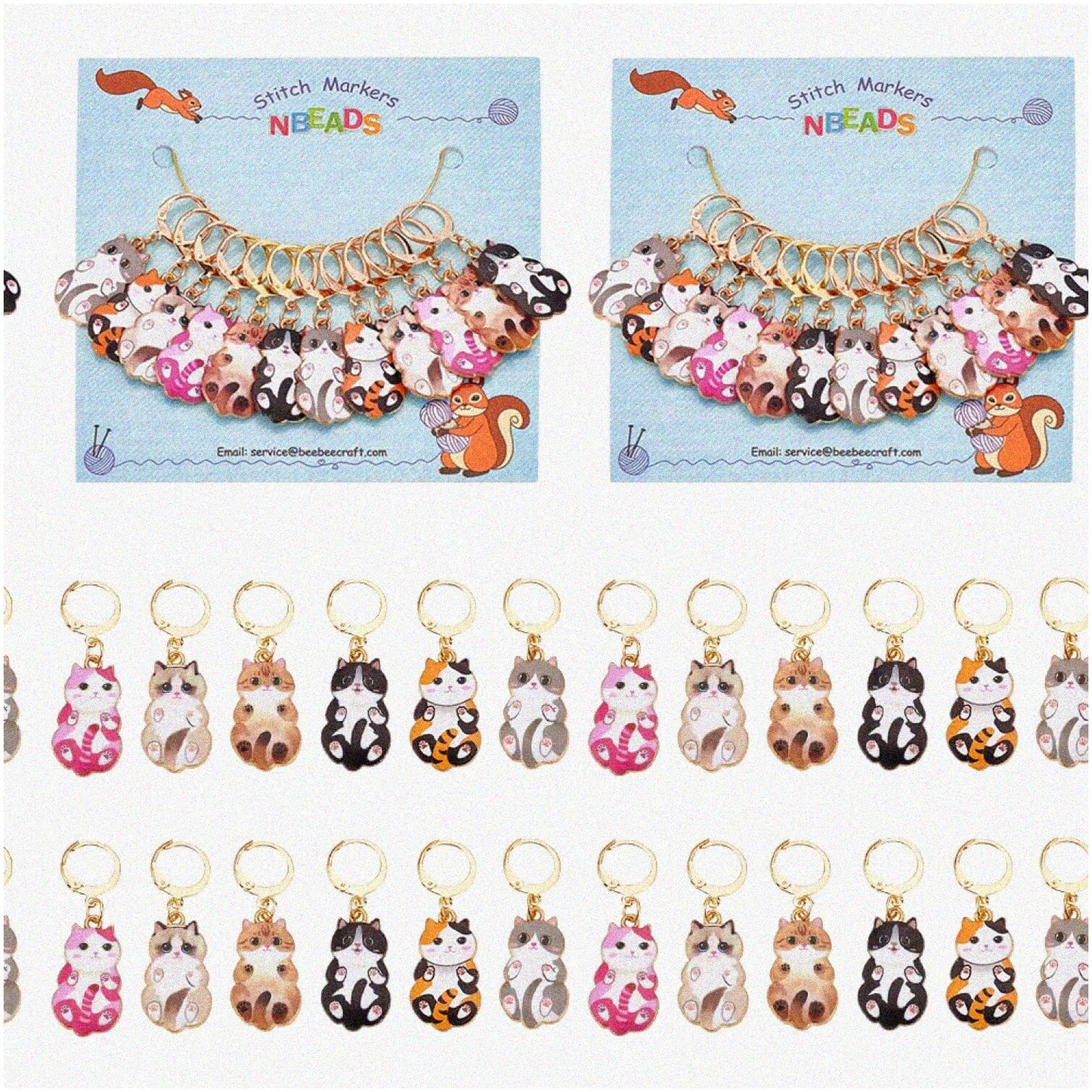 24 Pcs Enamel Alloy Cat-Shaped Stitch Markers for Knitting