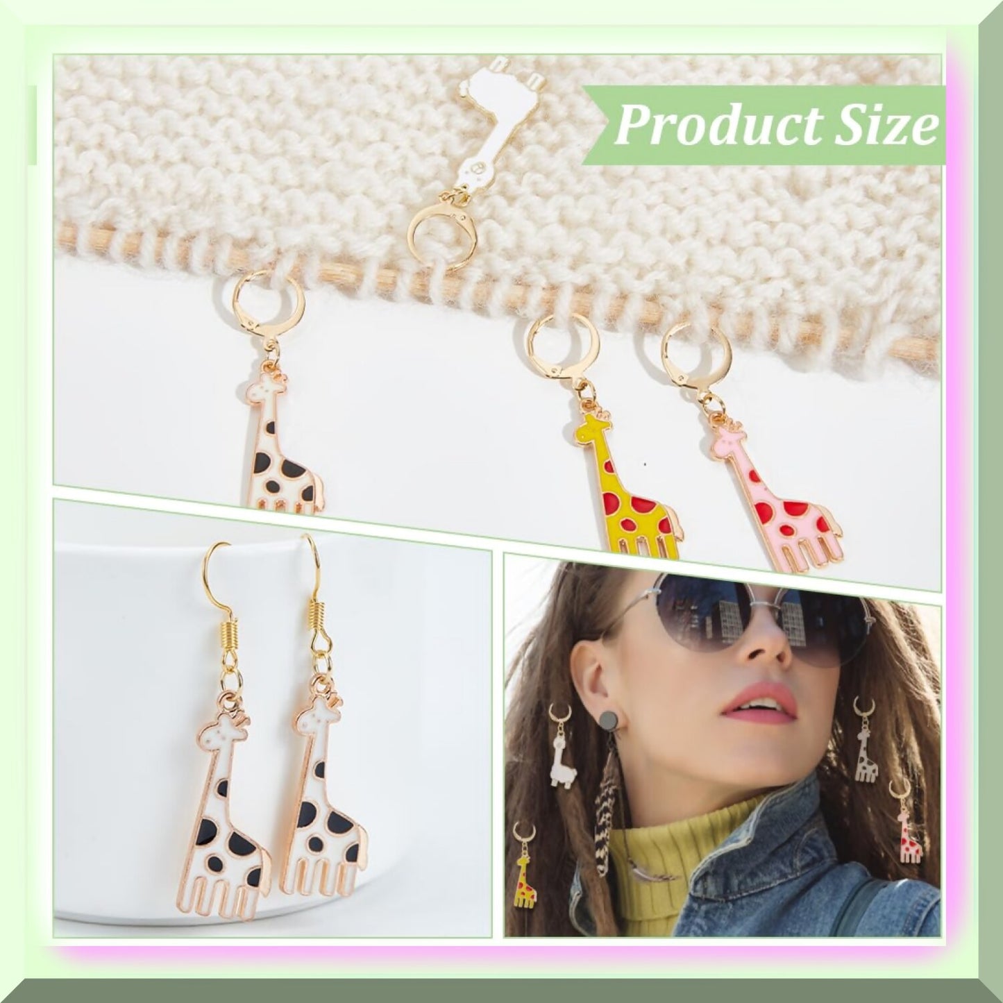 Giraffe Alpaca Enamel Stitch Marker Set 24 Pcs