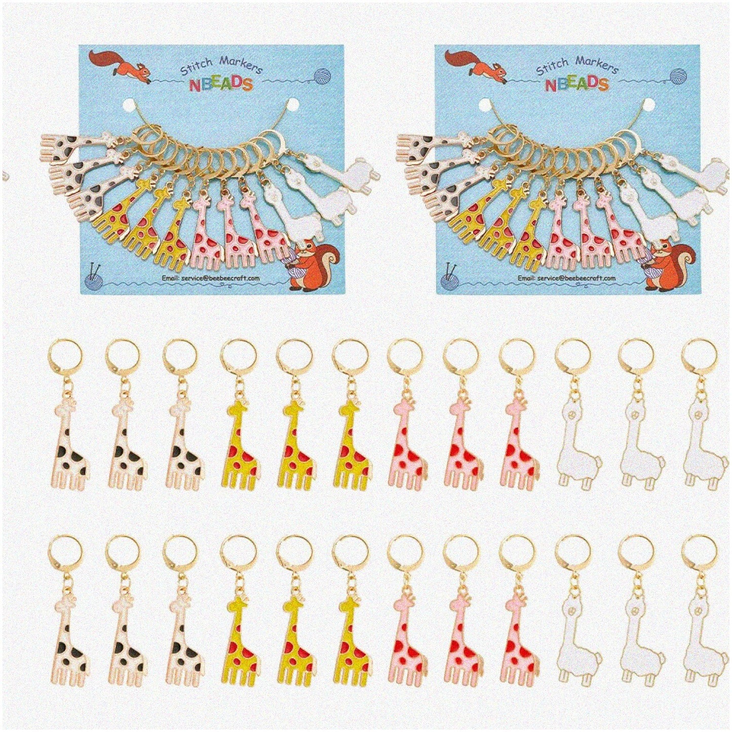 Giraffe Alpaca Enamel Stitch Marker Set 24 Pcs