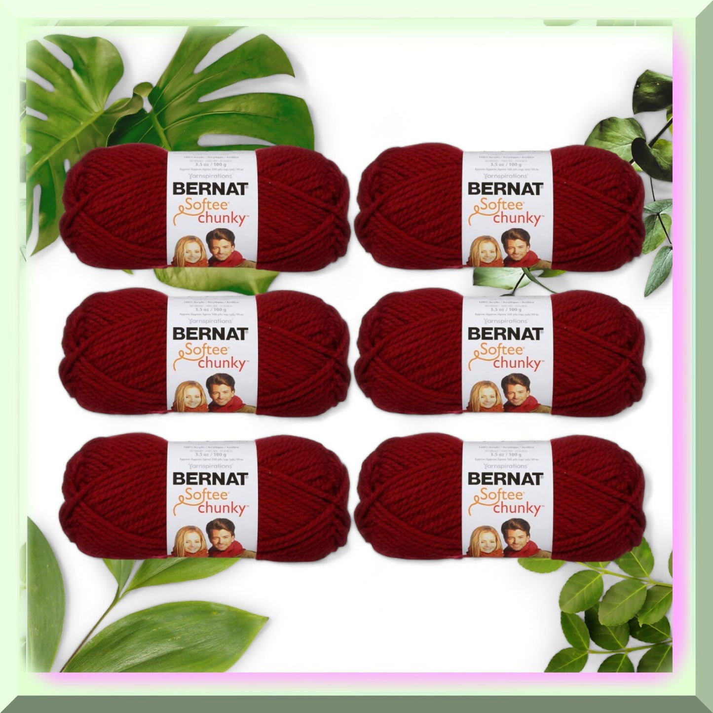 Wine Chunky Acrylic Yarn 6-Pack