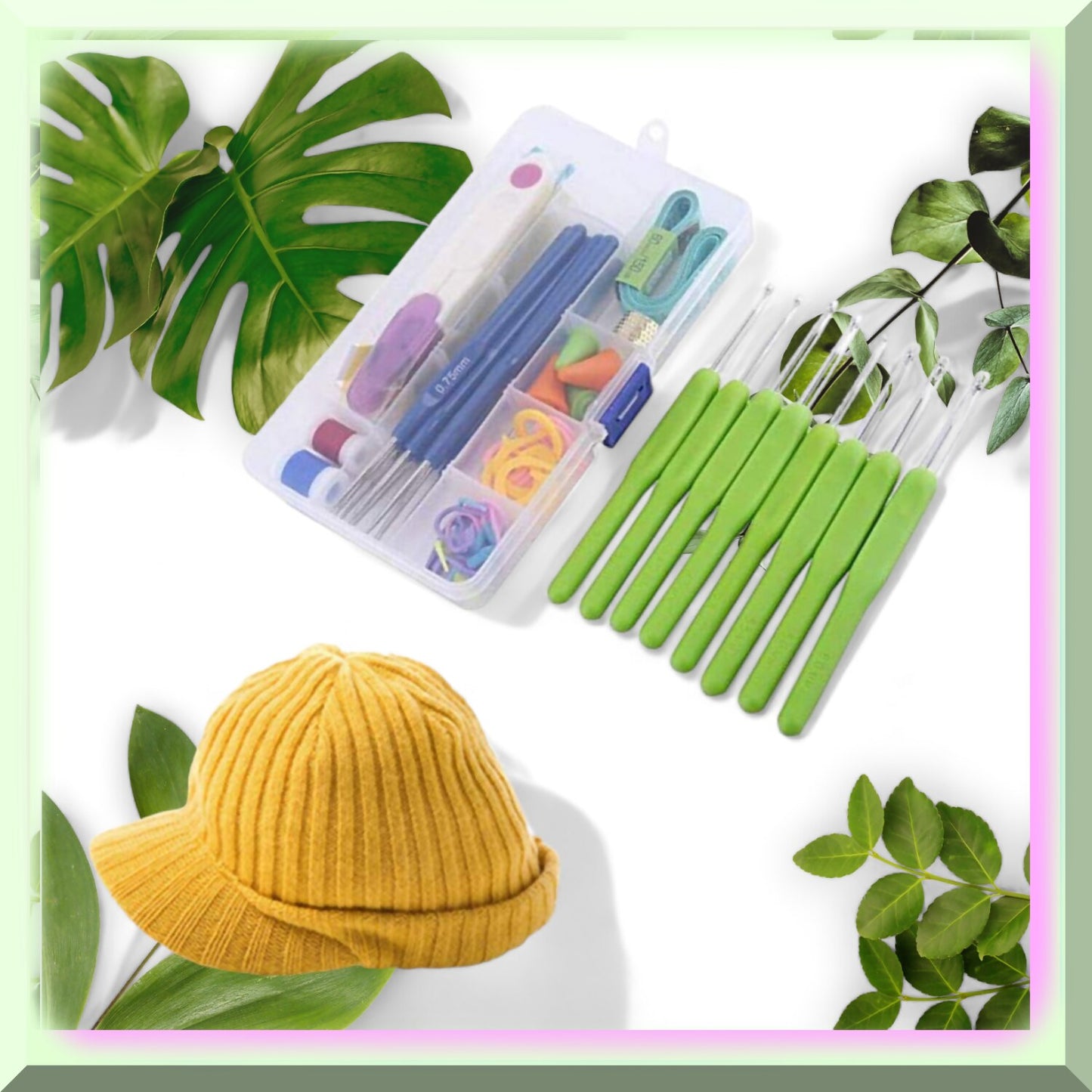 Green Haven Crochet Kit with 52 Hooks in 16 Sizes in Plastic Case