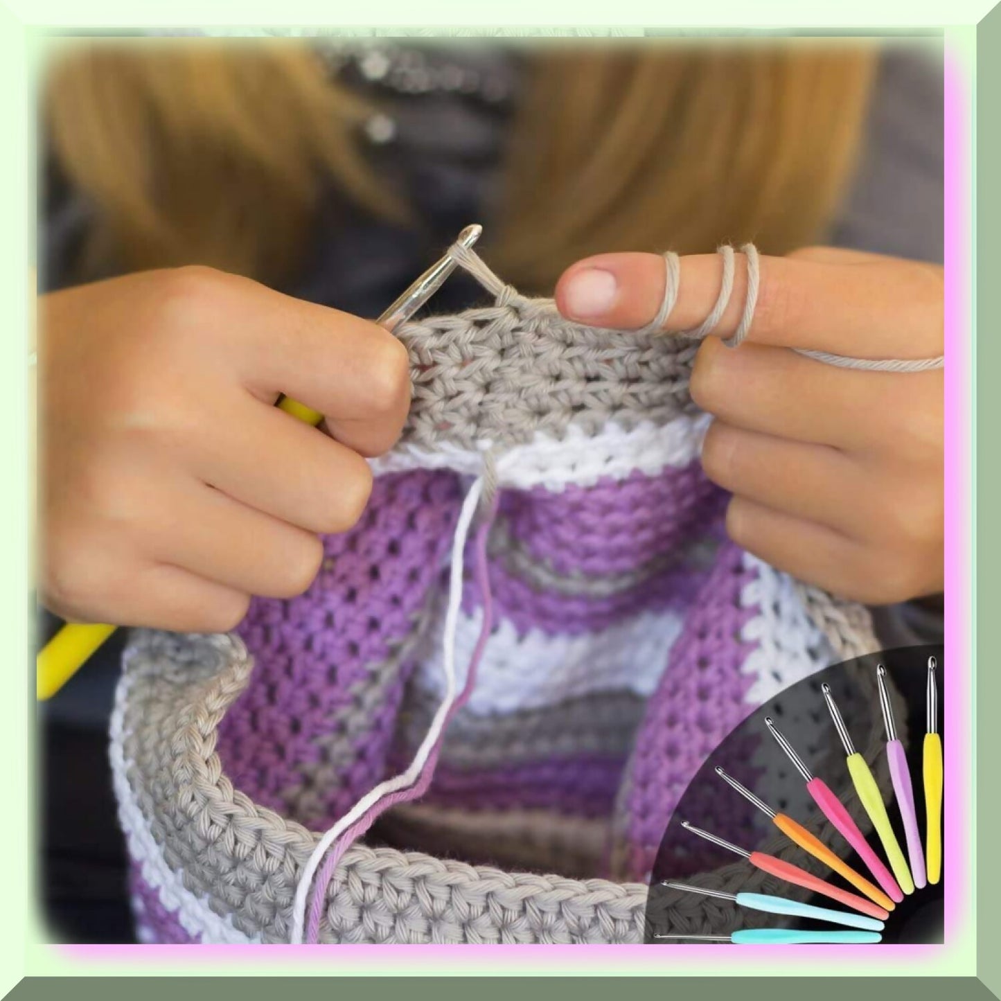 Green Haven Crochet Kit with 52 Hooks in 16 Sizes in Plastic Case