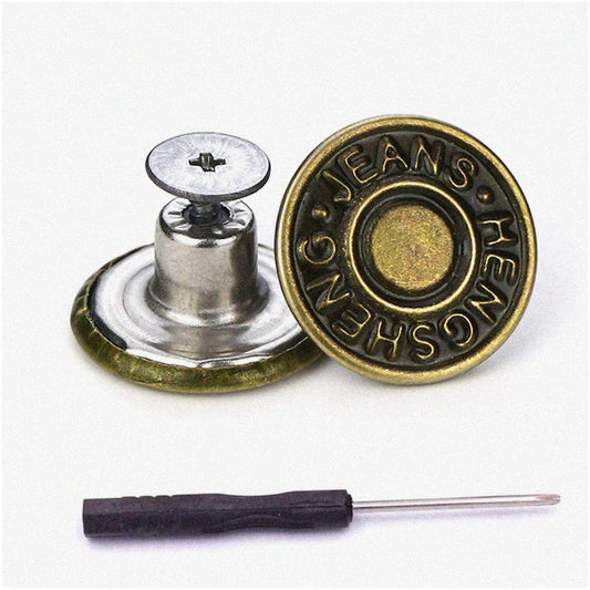 15 Sets 17mm No-Sew Metal Jeans Button Replacement Kit