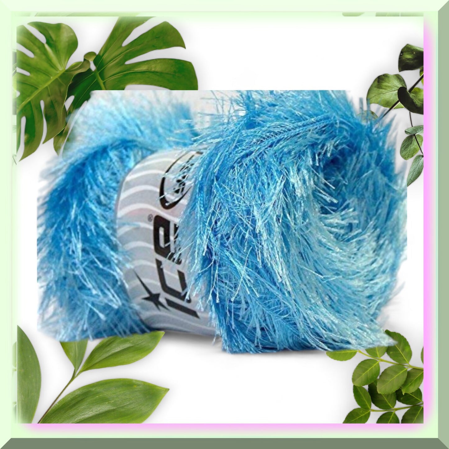 Light Blue Lash Yarn Fun 100g Fiber for Knitting and Crocheting