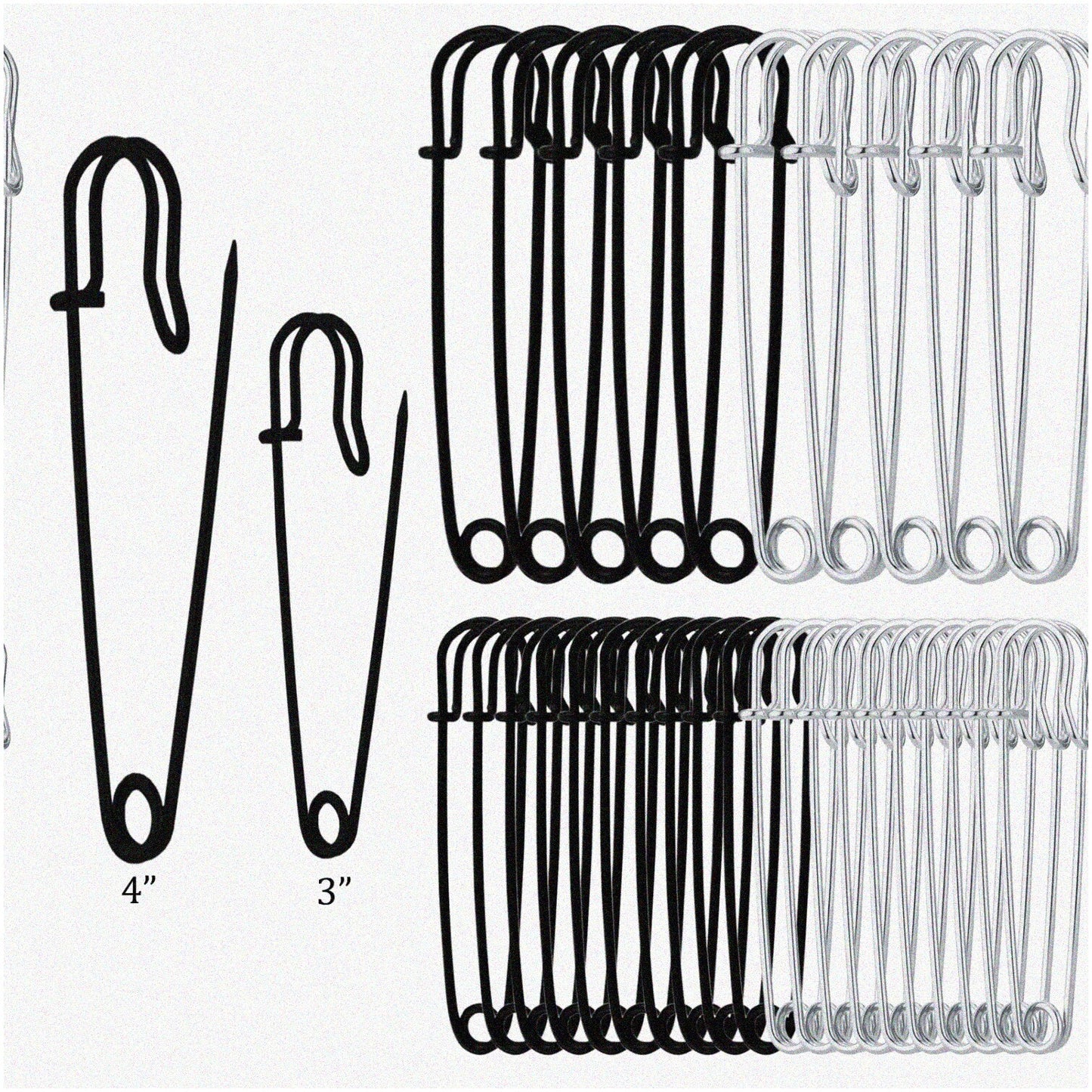 30PCS Assorted Stainless Steel Safety Pins 4" and 3"