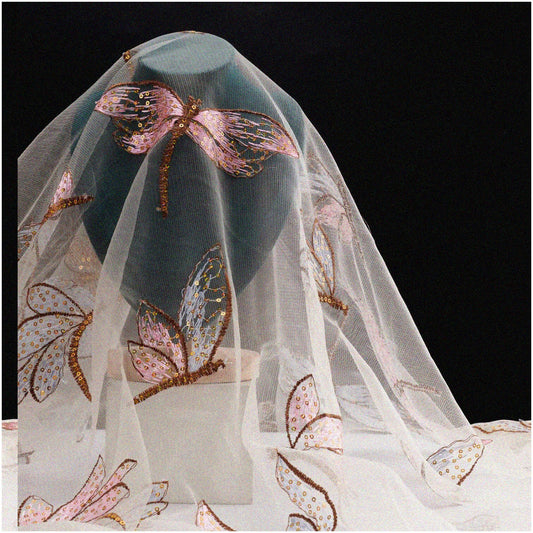 Dragonfly Dreams Organza Lace Fabric 63x63 inches