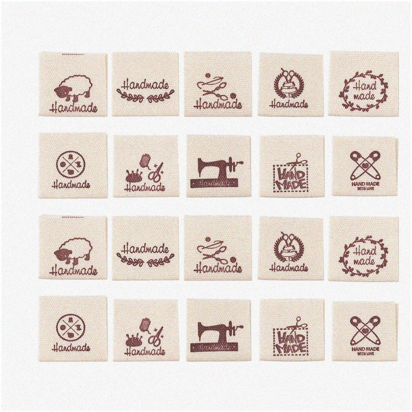 300Pcs Sew-on Woven Cloth Labels for Clothes, Khaki