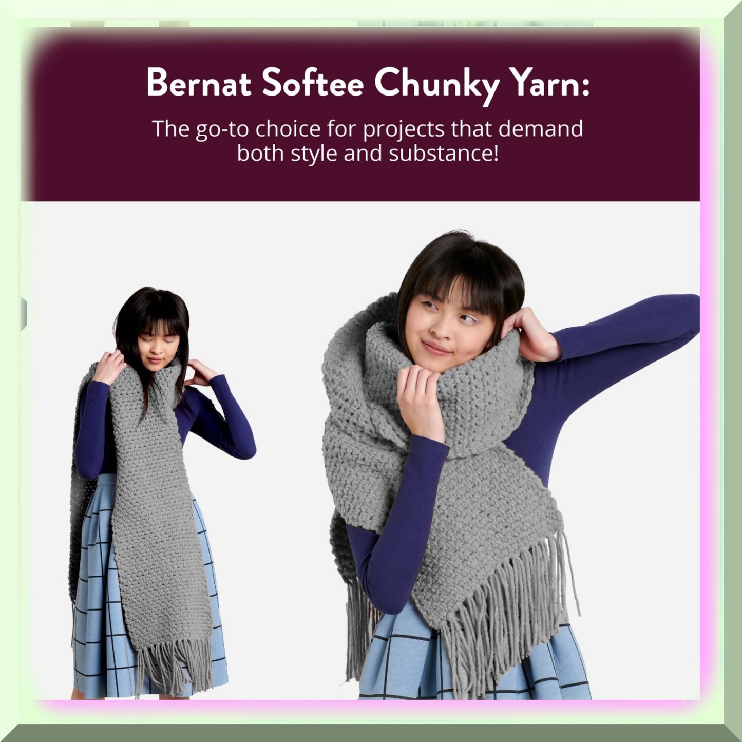 Grey Heather Chunky Yarn 6 Bulk Soft Plush for Crafts