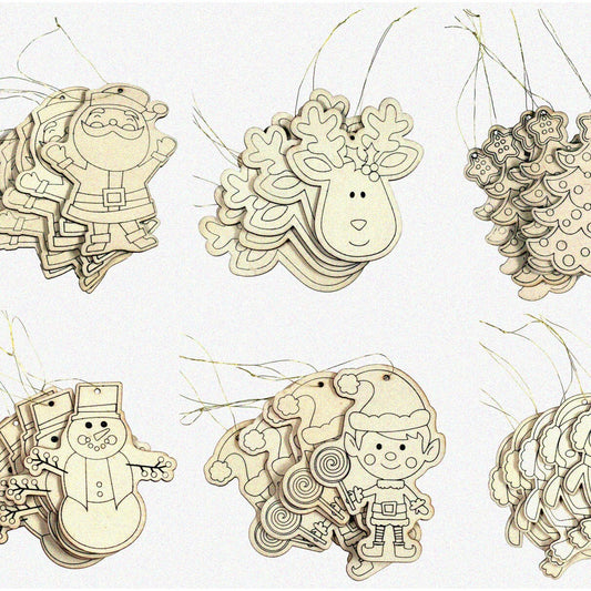 30 Unfinished Wood Ornaments for Decorating, 3.5-4 Inches