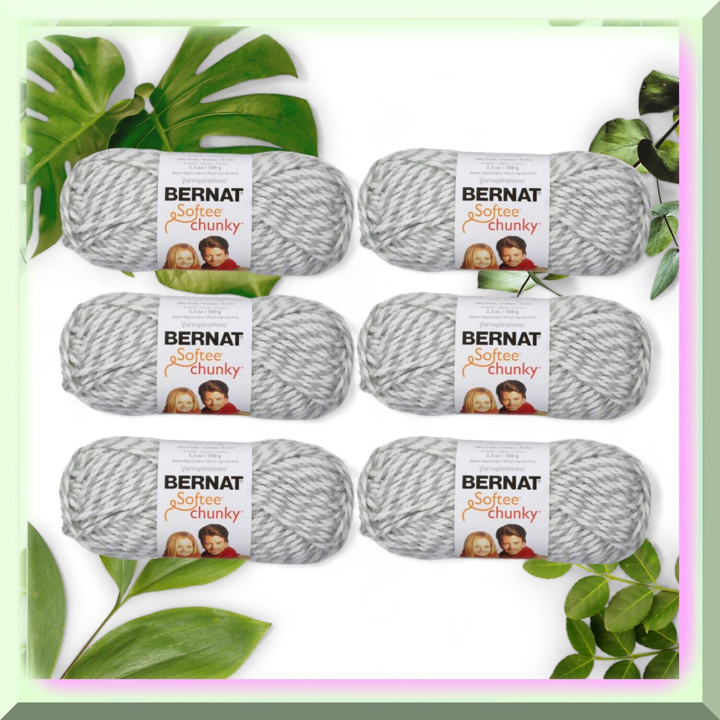 Chunky Knit Yarn Bundle Grey Ragg 6-Pack