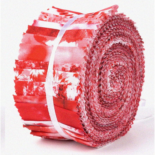 Vibrant Red Tie Dye Cotton Fabric Strips 40Pcs 2.5x42in