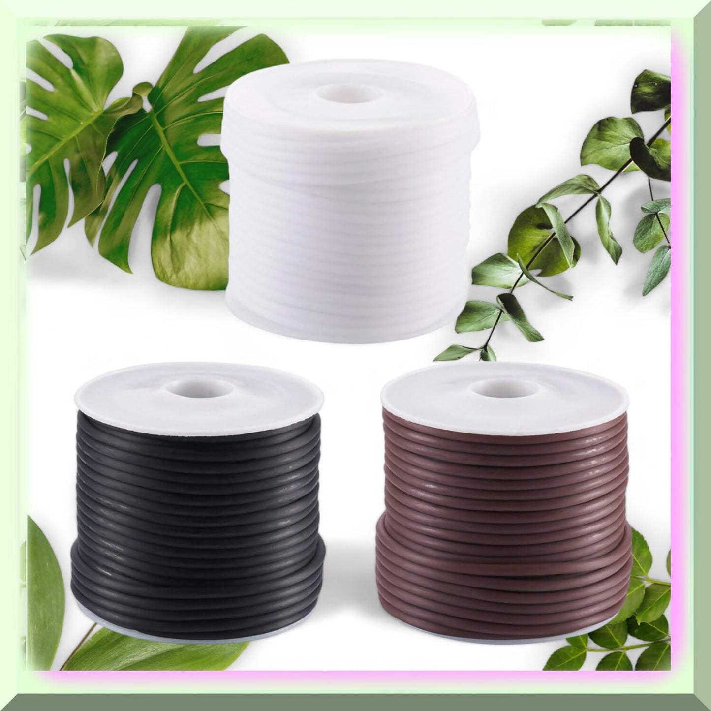 Silicone StitchPro Cord Set 3 Rolls Black White Brown