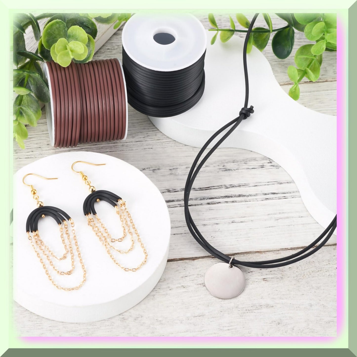 Silicone StitchPro Cord Set 3 Rolls Black White Brown