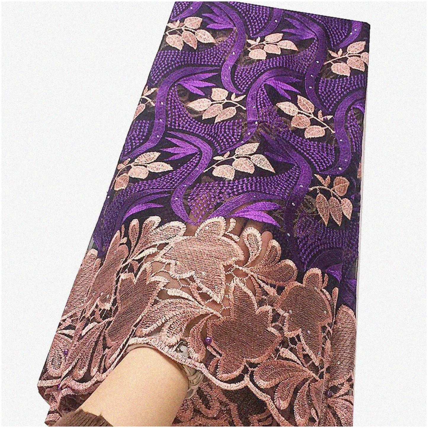 Vibrant Nigerian Wedding Fabric 5Y Lace Tulle Embellished