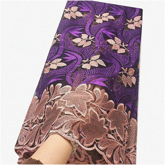 Vibrant Nigerian Wedding Fabric 5Y Lace Tulle Embellished