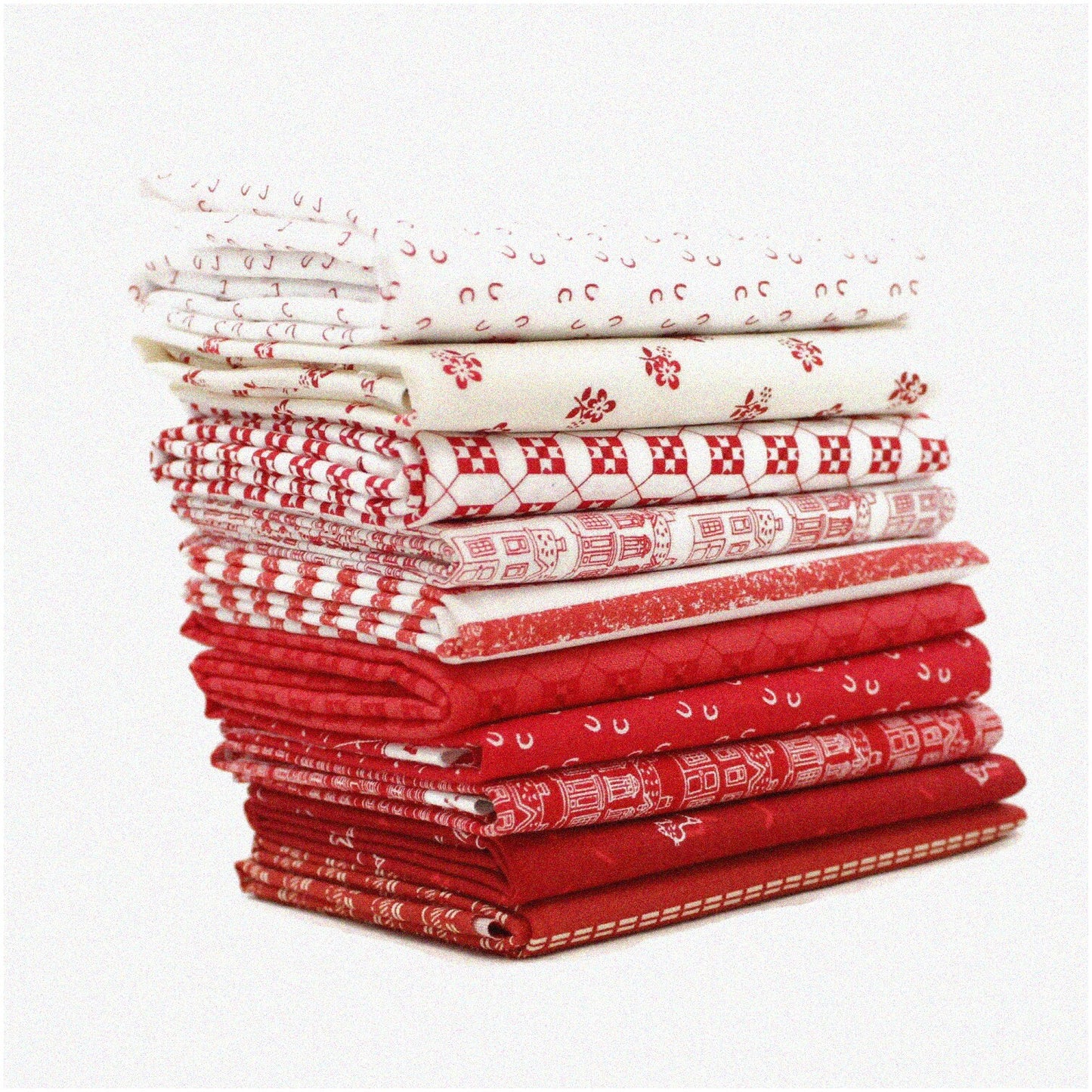 QuiltCraft Red Mix Bundle 10pcs 18x21in Fabric