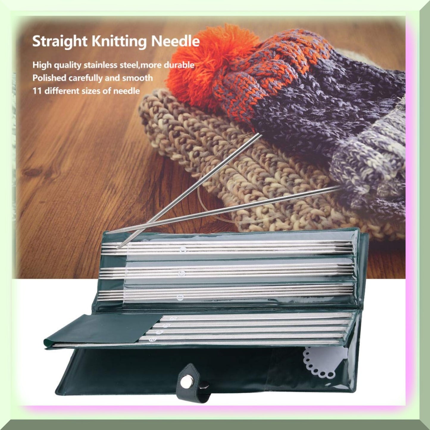 44pcs Stainless Steel Knitting Needle Set 25cm